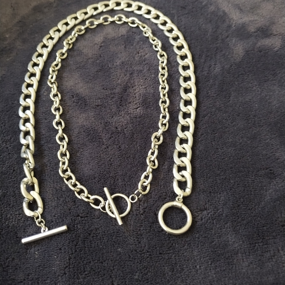 2 Chunky Silver Chain necklaces
